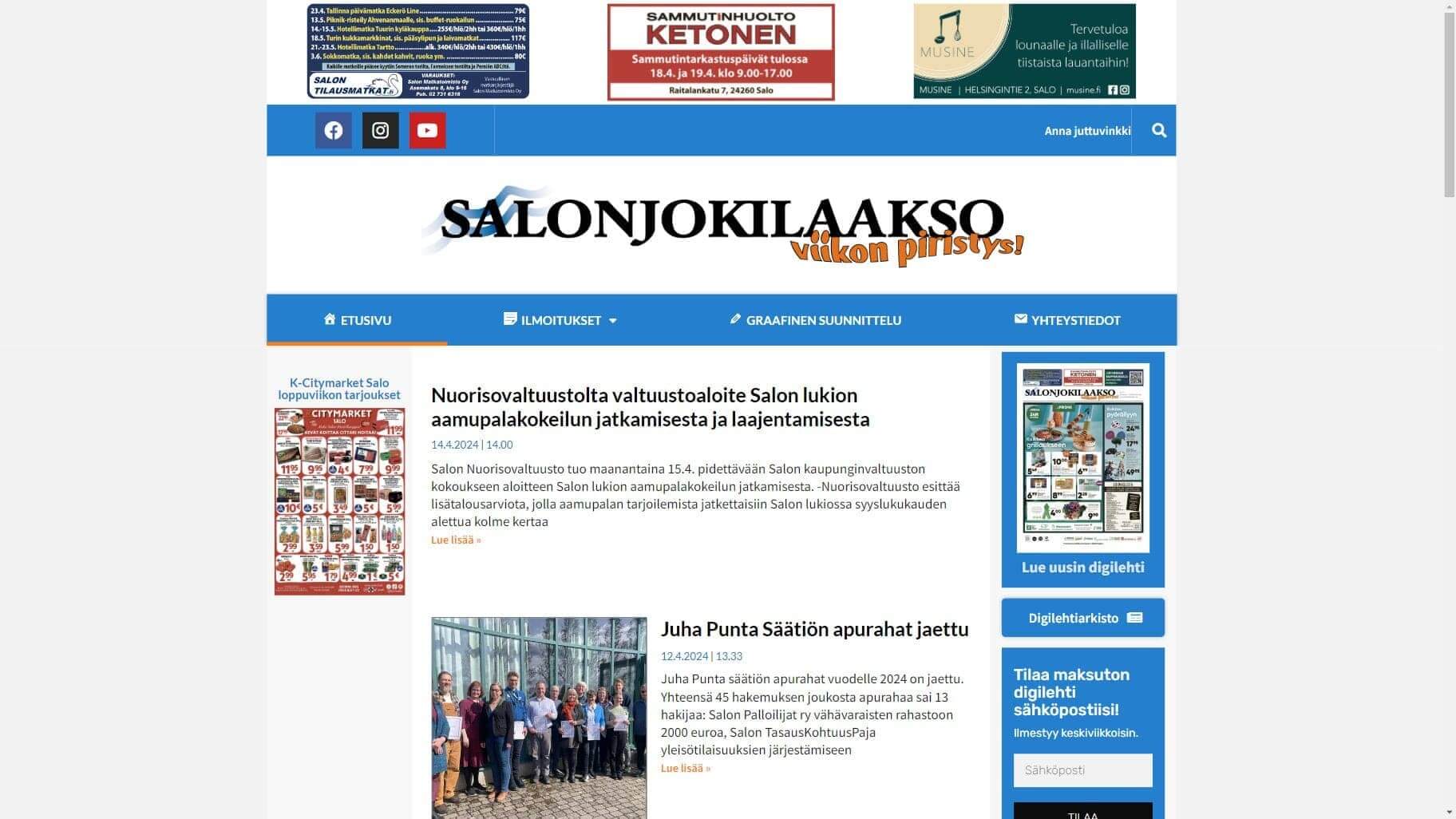 Salonjokilaakson Sanoma Oy verkkosivuston toteutus - 2022